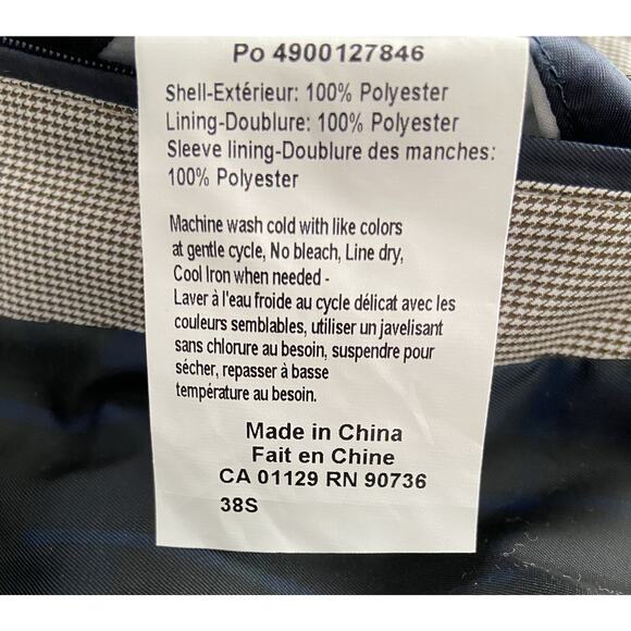 Lauren Ralph Lauren Men's 38 Short Raincoat Stanza Cream Brown Houndstooth NEW - Picture 9 of 10